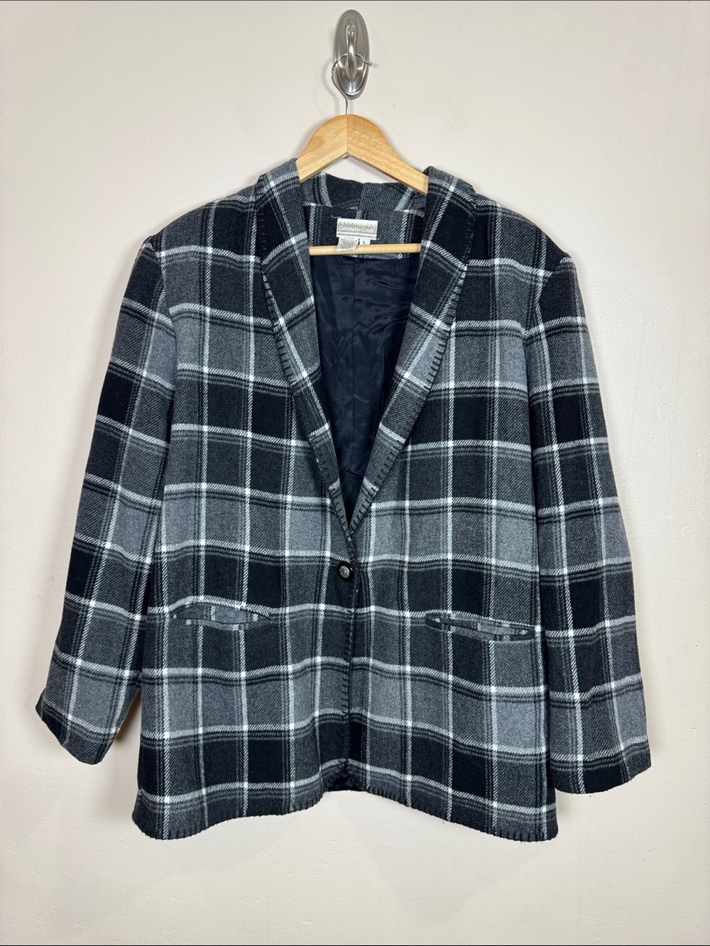 VTG Coldwater Creek Plaid Blazer Wool Blend Southwestern Cowgirl Western 90s L